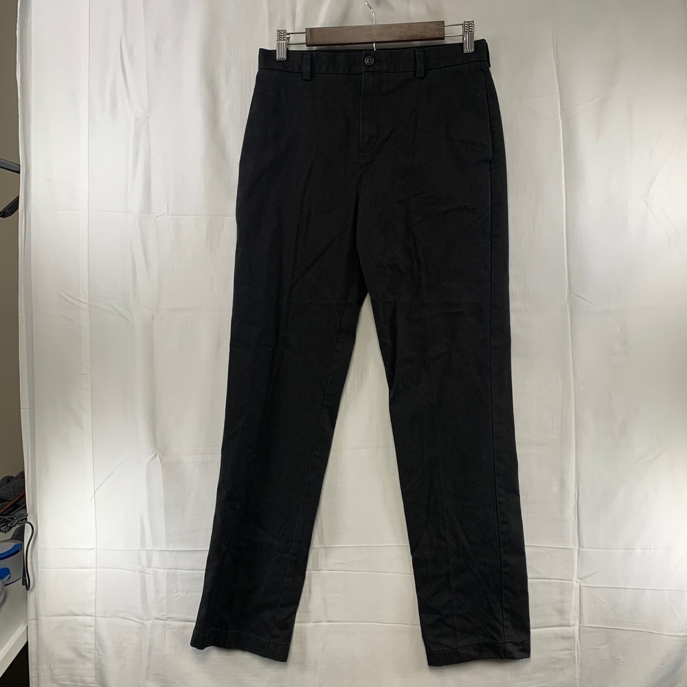 Brooks Brothers Fleece Chino Pants Boys 16 Black Flat Front Cotton Trouser 28x31